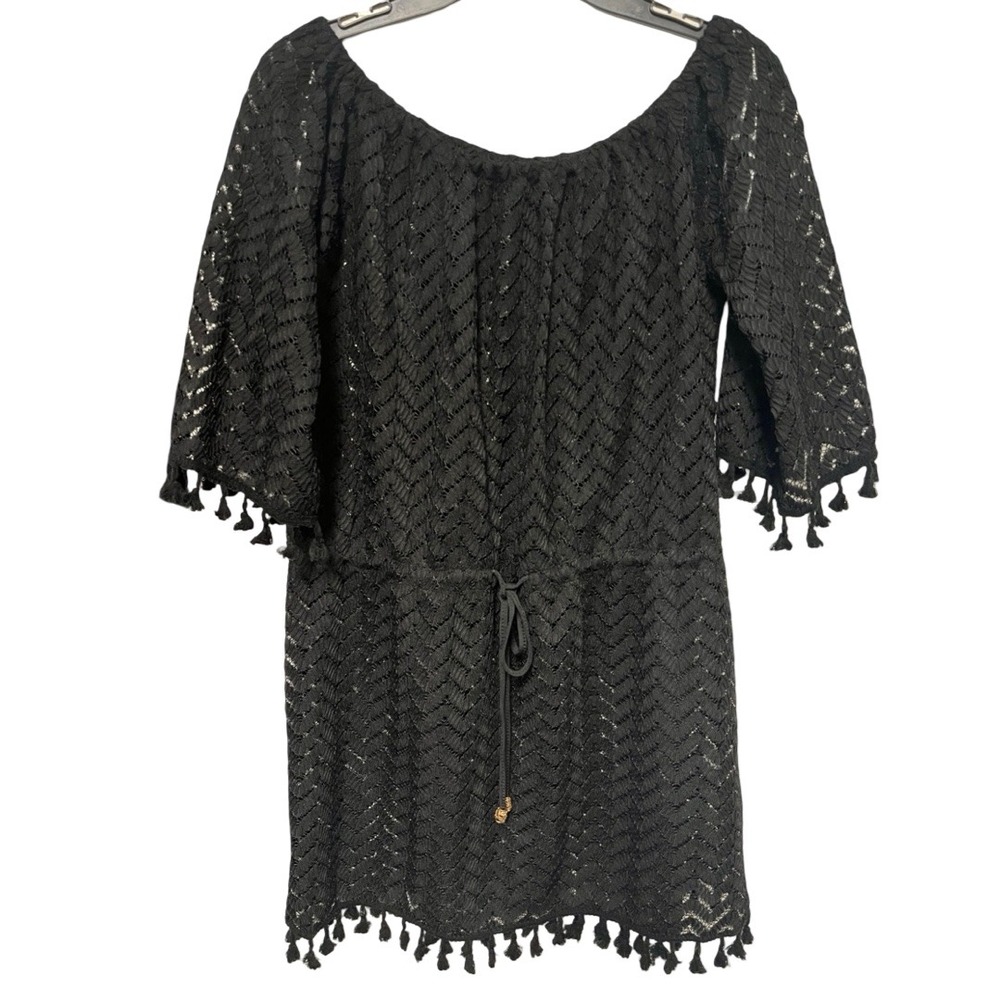 Blue Island Black Crochet Lace Swim Cover Up Dress‎ Women's Size Large